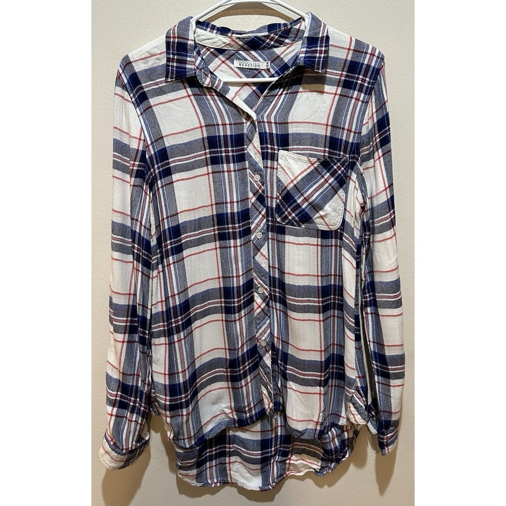 Kenneth‎ Cole Reaction Women's Plaid Button Up Flannel Size Medium